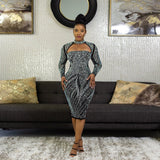 Long Sleeve Round Neck Zipper Dress