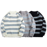 Striped Style Round Neck Sweater