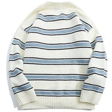 Striped Style Round Neck Sweater