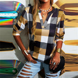 V-Neck Plaid Top
