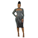 Long Sleeve Round Neck Zipper Dress
