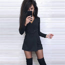 Long Sleeve Double-breasted Romper Shorts