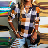 V-Neck Plaid Top