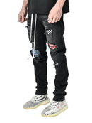 Grid Patchwork Jeans