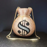 Crystal Diamond Money Bag Clutch