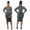 Long Sleeve Round Neck Zipper Dress