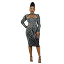 Long Sleeve Round Neck Zipper Dress