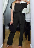 Long Tied  Belt Romper