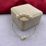 Natural Pearls 18k Gold Bangle Bracelet