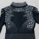 Long Sleeve Crystal Mesh Dress