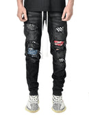 Grid Patchwork Jeans