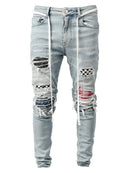 Grid Patchwork Jeans