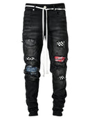 Grid Patchwork Jeans
