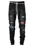 Grid Patchwork Jeans