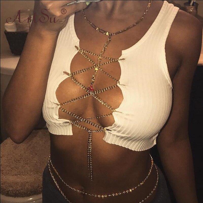 Metal chain crop tank top - For you and all