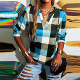 V-Neck Plaid Top