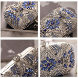 Luxury Blue Crystal Chain Clutch