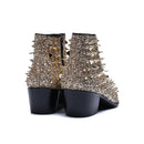 Genuine Leather Gold Rivet Ankle Boots
