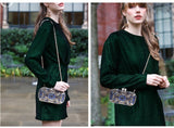 Luxury Blue Crystal Chain Clutch