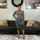 Long Sleeve Round Neck Zipper Dress