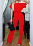 Long Tied  Belt Romper