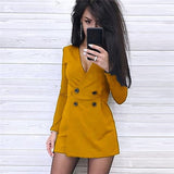 Long Sleeve Double-breasted Romper Shorts