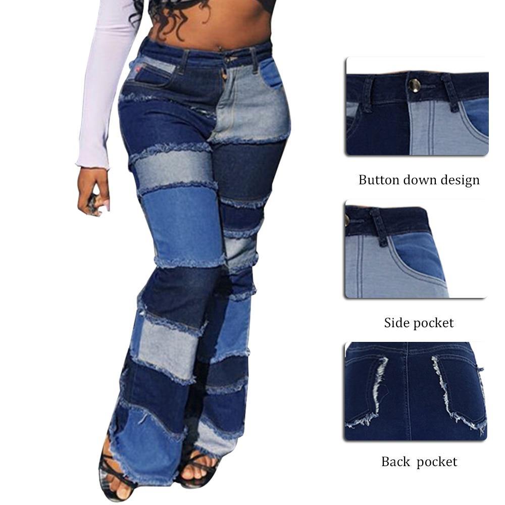 Colorblock High Waist Flare Jeans - Für dich und alle