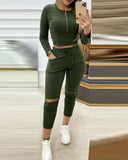 Cutout Pants Sweat Suit