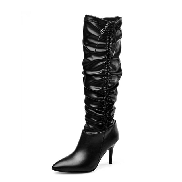 Stiletto leather knee high boots - For you and all