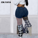 Plaid Flare Jeans