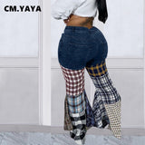 Plaid Flare Jeans