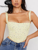 Floral 2 Layer Slim Fit Crop Tank Top