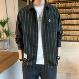 Loose Pockets Striped Dress Shirt