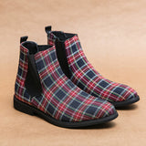 Classic  Slip-on Plaid Boots