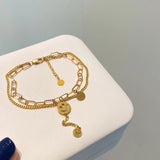 Double Layer Smiley18K Gold Bracelet