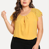 Plus Size  Lace Shoulder Top
