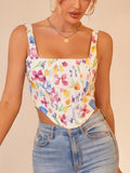 Floral 2 Layer Slim Fit Crop Tank Top