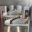 Gold And White Studded Sneakers