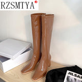 Block Heel Leather Boots