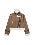 Vintage Lamb Fur Faux Leather Jacket
