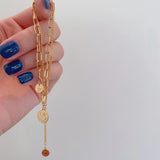 Double Layer Smiley18K Gold Bracelet