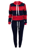 Plus Size Striped Drawstring Sweat suit