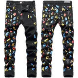 Slim-fit Stretch Black Letters Jeans