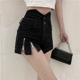 High Waist Two Zipper Shorts