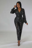 Glitter V neck Romper
