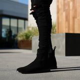 Black Flock Ankle Slip on Boots