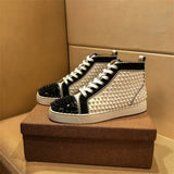 High Top Genuine Leather Rivet Shoes