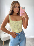 Floral 2 Layer Slim Fit Crop Tank Top