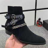 Suede Buckle Strap Classic Boots