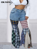 Plaid Flare Jeans